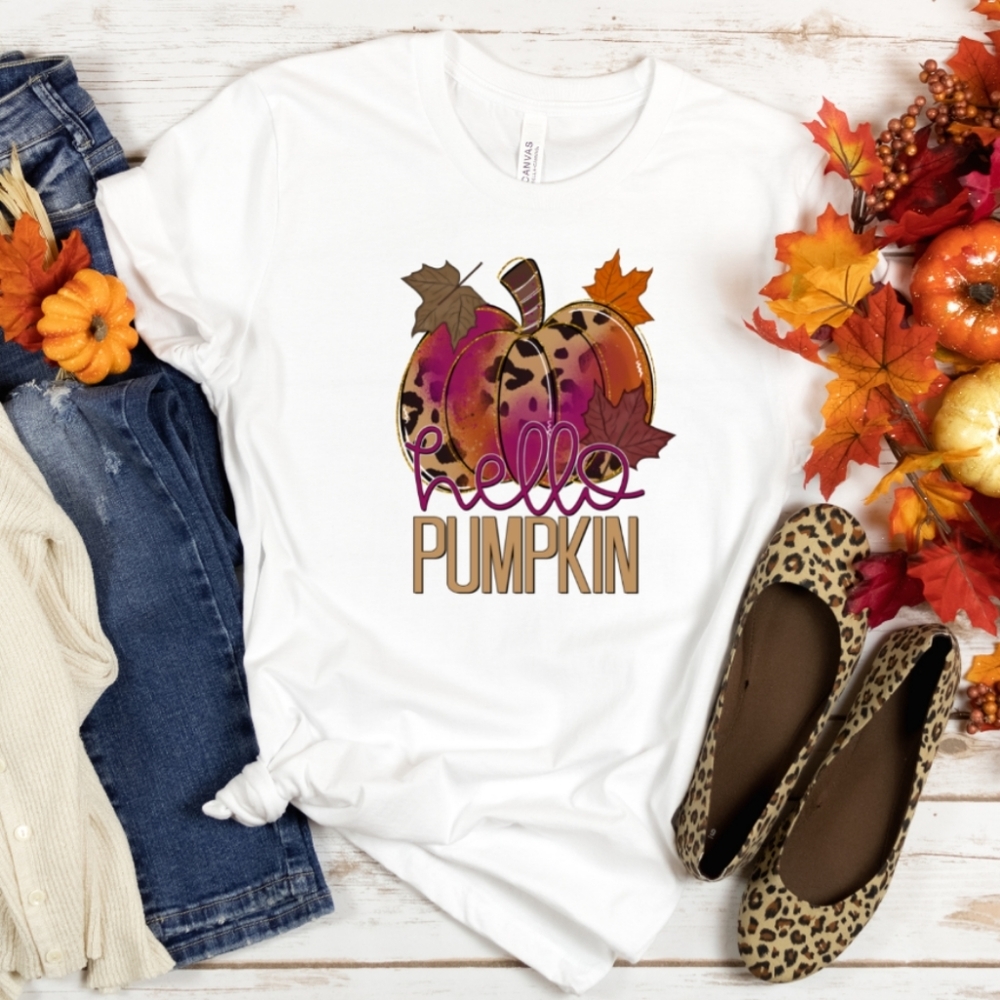 Hello Pumpkin Fall Graphic Tee - image 1